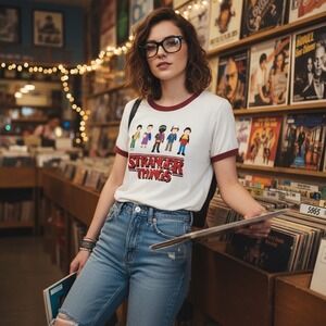 Stranger Things Ringer Graphic Tee XL 8bit Pixel Eleven Retro Sci Fi 80s Indie